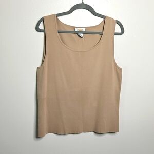 Talbots Tan Sleeveless Top Crew Neck Large